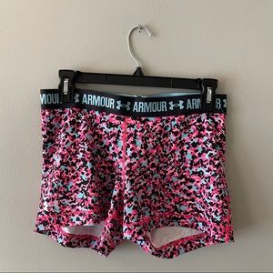 Under Armour pink pattern spandex shorts